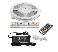 Sada RGB LED pásku 5m vč. adaptéru a ovladače, 800lm/m, 14,4W/m - ecolite